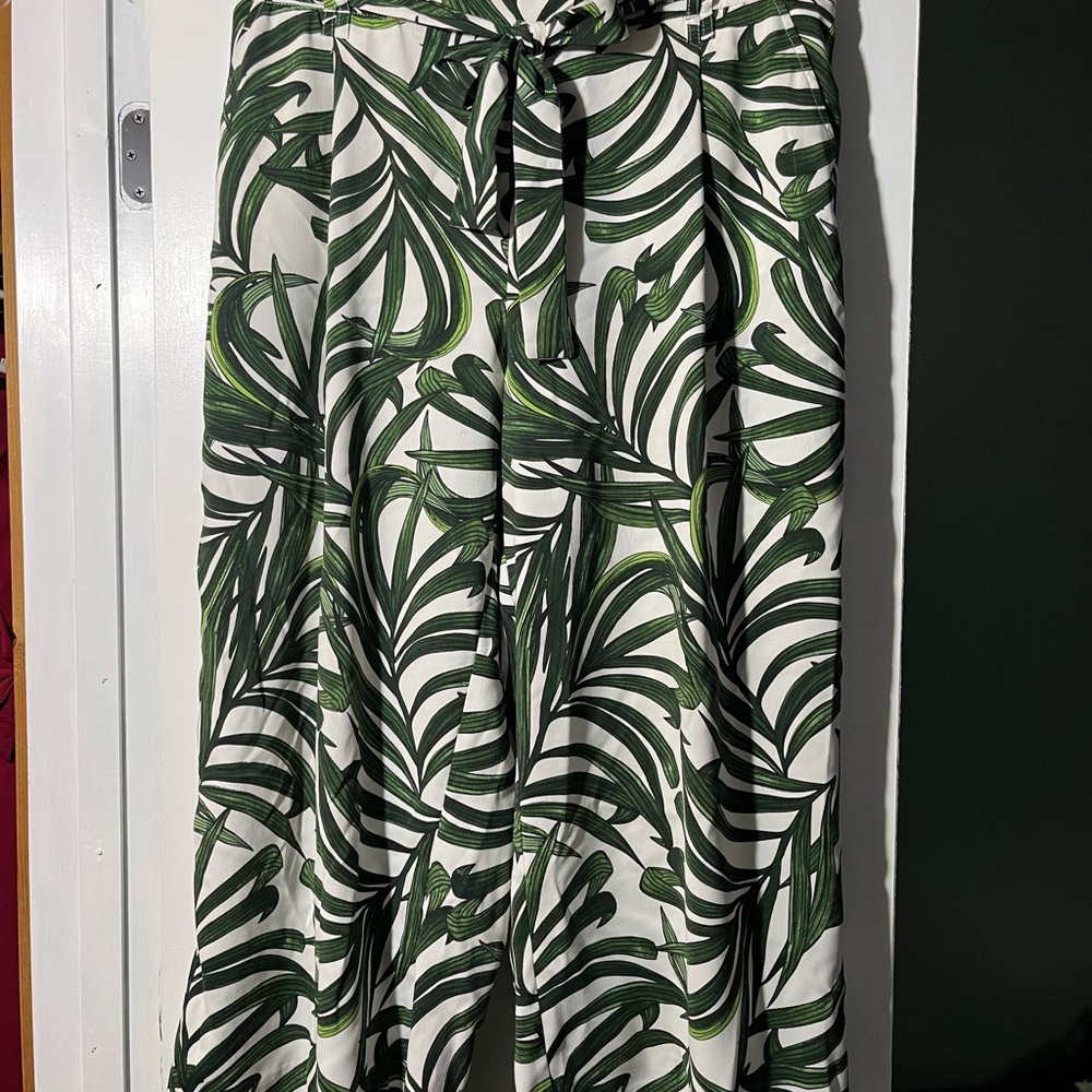 Green Leaf Print Culotte